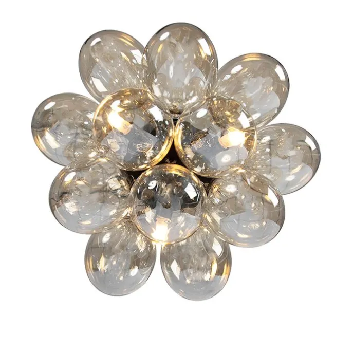 Smarte Deckenleuchte Schwarz mit bernsteinfarbenem Glas 3-flammig inkl. 3 Wifi G9 - Uvas