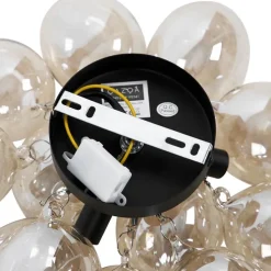 Smarte Deckenleuchte Schwarz mit bernsteinfarbenem Glas 3-flammig inkl. 3 Wifi G9 - Uvas