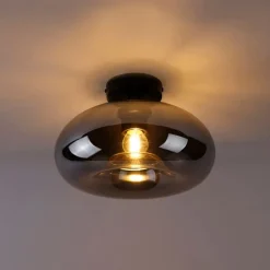 Smarte Deckenleuchte schwarz mit Rauchglas inkl. WLAN P45 - Busa