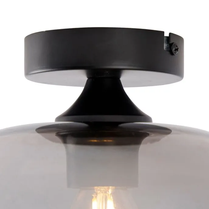 Smarte Deckenleuchte schwarz mit Rauchglas inkl. WLAN P45 - Busa