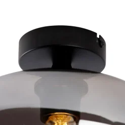 Smarte Deckenleuchte schwarz mit Rauchglas inkl. WLAN P45 - Busa