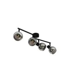 Smarte Deckenleuchte schwarz mit Rauchglas inkl. 4 WiFi P45 - Vidro