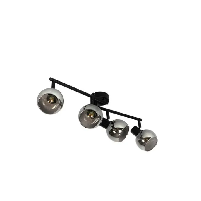 Smarte Deckenleuchte schwarz mit Rauchglas inkl. 4 WiFi P45 - Vidro