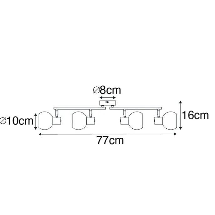 Smarte Deckenleuchte schwarz mit Rauchglas inkl. 4 WiFi P45 - Vidro