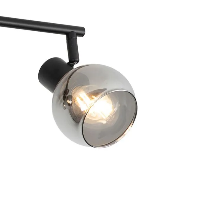 Smarte Deckenleuchte schwarz mit Rauchglas inkl. 4 WiFi P45 - Vidro