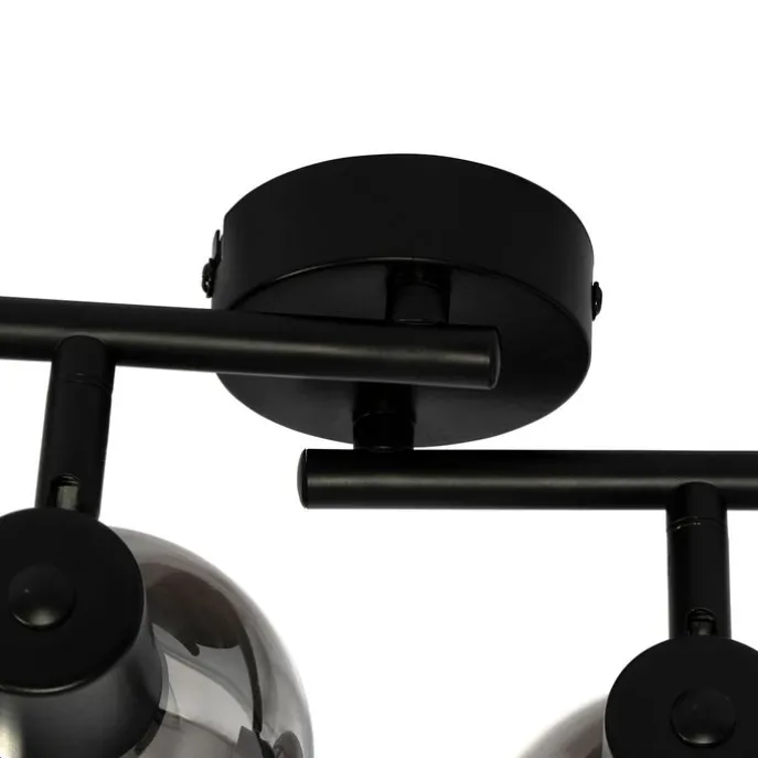 Smarte Deckenleuchte schwarz mit Rauchglas inkl. 4 WiFi P45 - Vidro