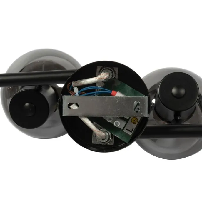 Smarte Deckenleuchte schwarz mit Rauchglas inkl. 4 WiFi P45 - Vidro