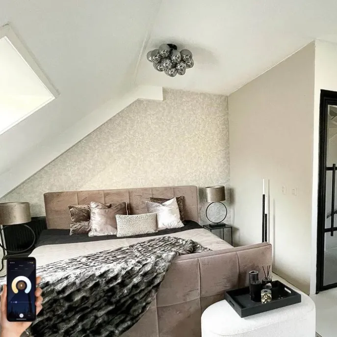 Smarte Deckenleuchte schwarz mit Rauchglas inkl. 4 Wifi G9 - Uvas