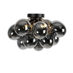 Smarte Deckenleuchte schwarz mit Rauchglas inkl. 4 Wifi G9 - Uvas