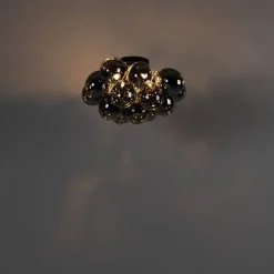 Smarte Deckenleuchte schwarz mit Rauchglas inkl. 4 Wifi G9 - Uvas