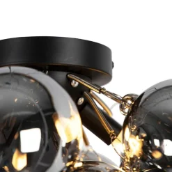 Smarte Deckenleuchte schwarz mit Rauchglas inkl. 4 Wifi G9 - Uvas