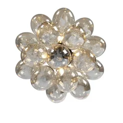 Smarte Deckenleuchte schwarz mit Bernstein-Glas inkl. 4 WiFi G9 - Uvas