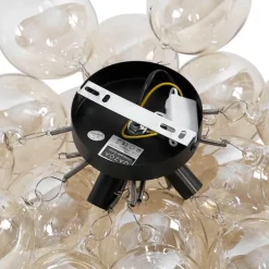 Smarte Deckenleuchte schwarz mit Bernstein-Glas inkl. 4 WiFi G9 - Uvas