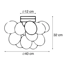Smarte Deckenleuchte schwarz mit Bernstein-Glas inkl. 4 WiFi G9 - Uvas