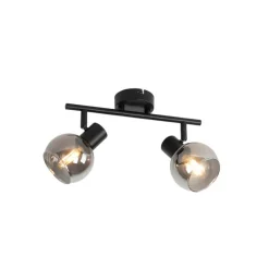 Smarte Deckenleuchte schwarz mit Rauchglas inkl. 2 WiFi P45 - Vidro