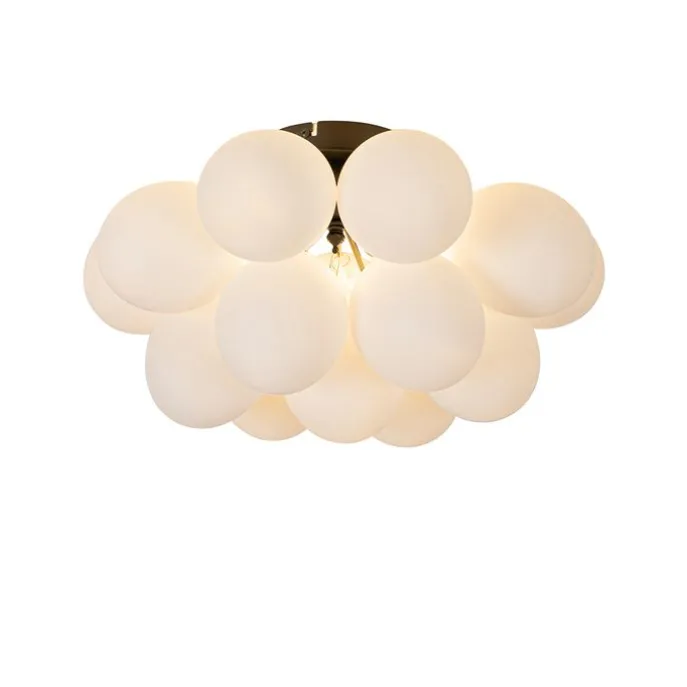 Smarte Deckenleuchte schwarz mit Opalglas 4-flammig inkl. 4 WiFi G9 - Uvas