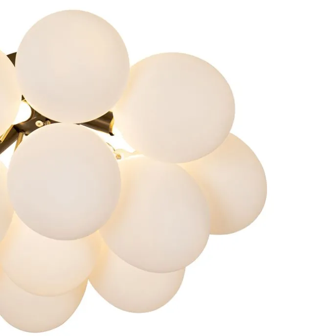 Smarte Deckenleuchte schwarz mit Opalglas 4-flammig inkl. 4 WiFi G9 - Uvas