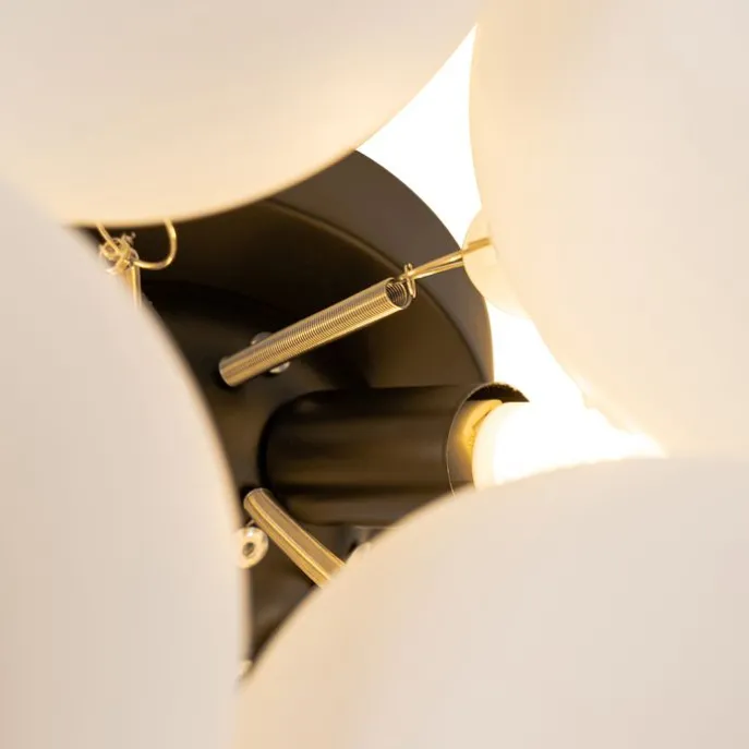 Smarte Deckenleuchte schwarz mit Opalglas 4-flammig inkl. 4 WiFi G9 - Uvas