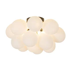 Smarte Deckenleuchte schwarz mit Opalglas 4-flammig inkl. 4 WiFi G9 - Uvas