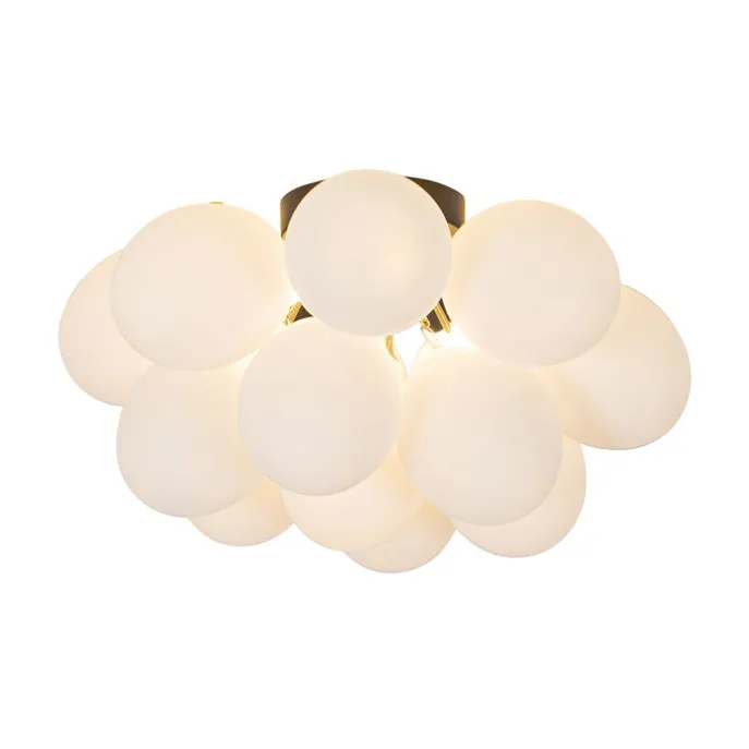 Smarte Deckenleuchte schwarz mit Opalglas 4-flammig inkl. 4 WiFi G9 - Uvas