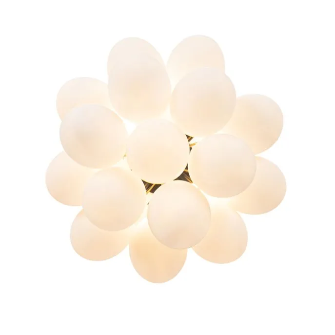 Smarte Deckenleuchte schwarz mit Opalglas 4-flammig inkl. 4 WiFi G9 - Uvas