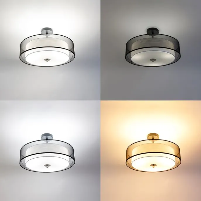 Smarte Deckenleuchte schwarz mit weiß 50 cm inkl. 3 WiFi A60 - Drum Duo