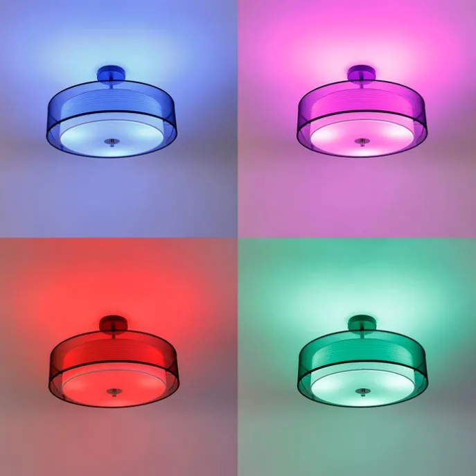 Smarte Deckenleuchte schwarz mit weiß 50 cm inkl. 3 WiFi A60 - Drum Duo