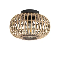 Smarte Deckenleuchte Schwarz mit Bambus inkl. WiFi G95 - Amira