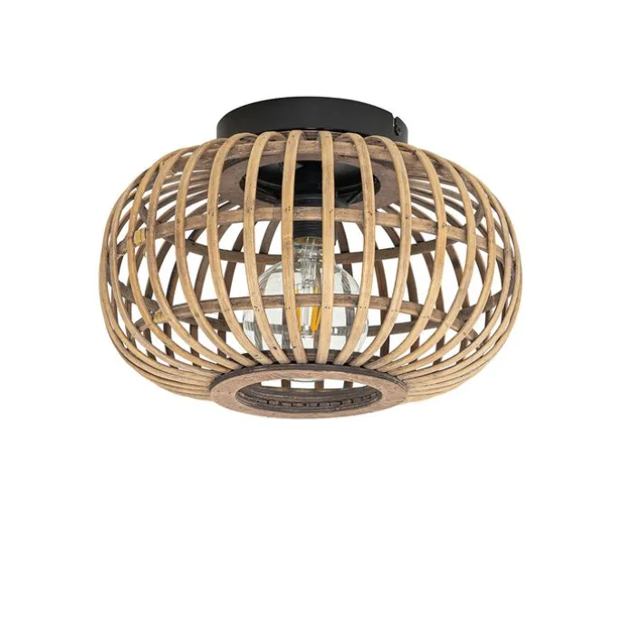 Smarte Deckenleuchte Schwarz mit Bambus inkl. WiFi G95 - Amira