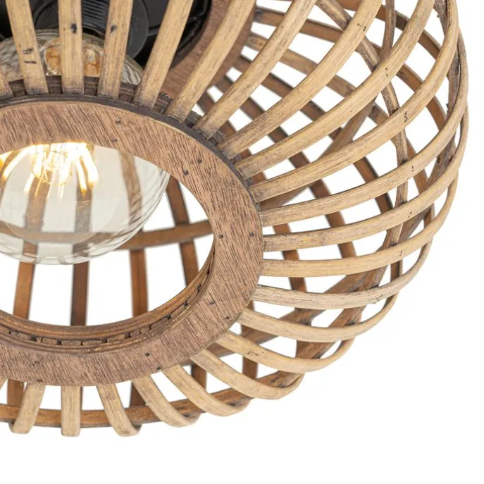 Smarte Deckenleuchte Schwarz mit Bambus inkl. WiFi G95 - Amira