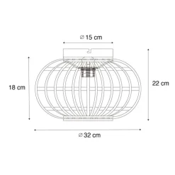 Smarte Deckenleuchte Schwarz mit Bambus inkl. WiFi G95 - Amira