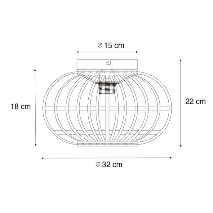 Smarte Deckenleuchte Schwarz mit Bambus inkl. WiFi G95 - Amira