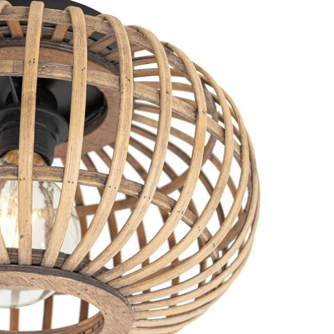 Smarte Deckenleuchte Schwarz mit Bambus inkl. WiFi G95 - Amira