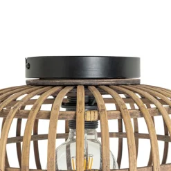 Smarte Deckenleuchte Schwarz mit Bambus inkl. WiFi G95 - Amira