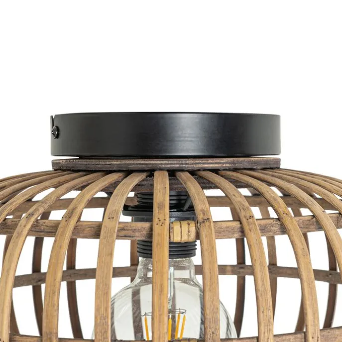Smarte Deckenleuchte Schwarz mit Bambus inkl. WiFi G95 - Amira