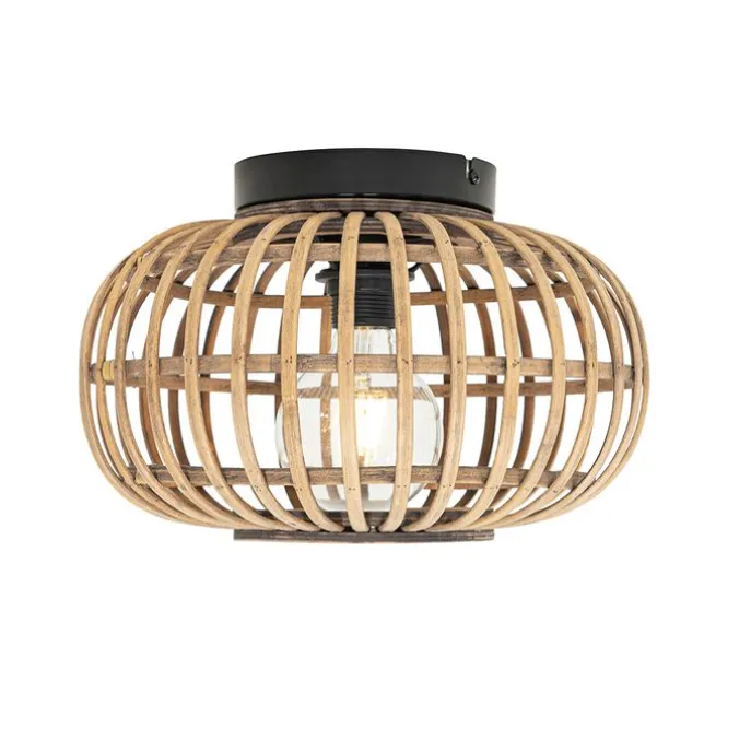 Smarte Deckenleuchte Schwarz mit Bambus inkl. WiFi G95 - Amira