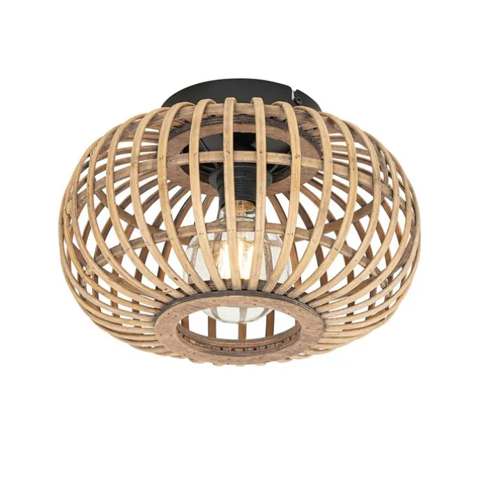 Smarte Deckenleuchte Schwarz mit Bambus inkl. WiFi G95 - Amira