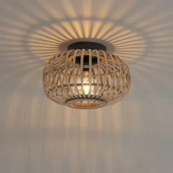 Smarte Deckenleuchte Schwarz mit Bambus inkl. WiFi G95 - Amira