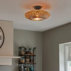 Smarte Deckenleuchte Schwarz Bambus 40 cm inkl. Wifi A60 - Ostrava