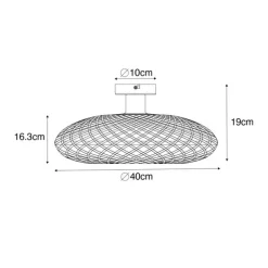 Smarte Deckenleuchte Schwarz Bambus 40 cm inkl. Wifi A60 - Ostrava