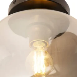 Smarte Deckenleuchte schwarz mit Gold und Rauchglas inkl. WLAN A60 - Zuzanna