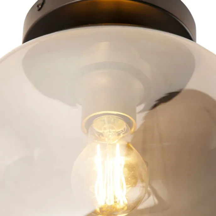 Smarte Deckenleuchte schwarz mit Gold und Rauchglas inkl. WLAN A60 - Zuzanna