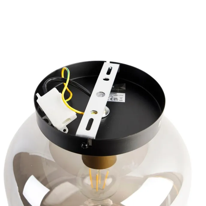 Smarte Deckenleuchte schwarz mit Gold und Rauchglas inkl. WLAN A60 - Zuzanna