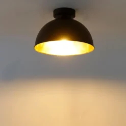 Smarte Deckenleuchte Schwarz mit Gold 28 cm inkl. WLAN A60 - Magnax