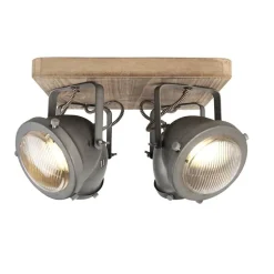 Smarte Deckenleuchte Stahl mit Holz inkl. 4 WiFi GU10 - Emado