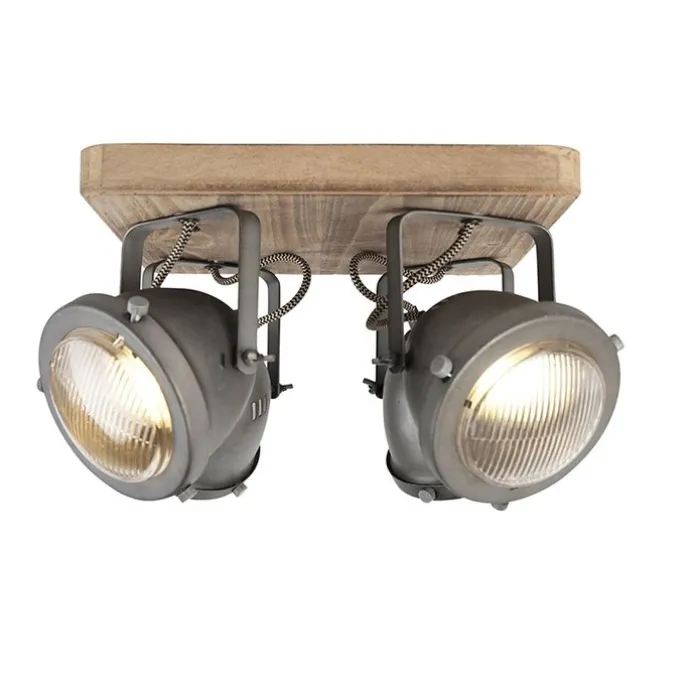 Smarte Deckenleuchte Stahl mit Holz inkl. 4 WiFi GU10 - Emado