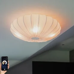 Smarte Deckenleuchte Weiße Seide 60cm 5-flammig inkl. 5 Wifi P45 - Plu