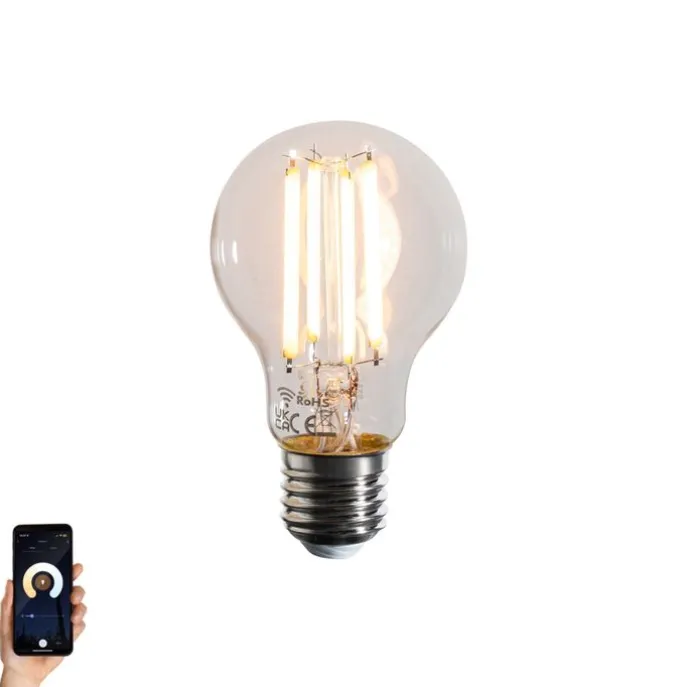 Smarte E27 Dimmbare Kelvin LED Lampe A60 Klar 7W 806 lm 1800-3000K