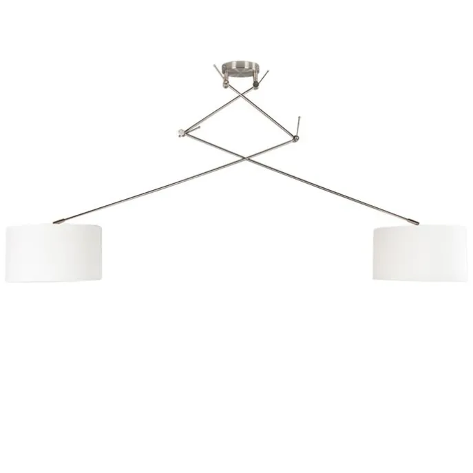 Smarte Hängelampe aus Stahl mit Schirm 35 cm weiß inkl. 2 Wifi A60 - Blitz