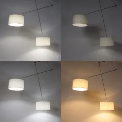 Smarte Hängelampe aus Stahl mit Schirm 35 cm weiß inkl. 2 Wifi A60 - Blitz